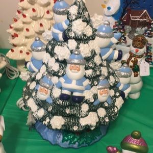 Handmade Ceramic Santa Claus Tree lights up